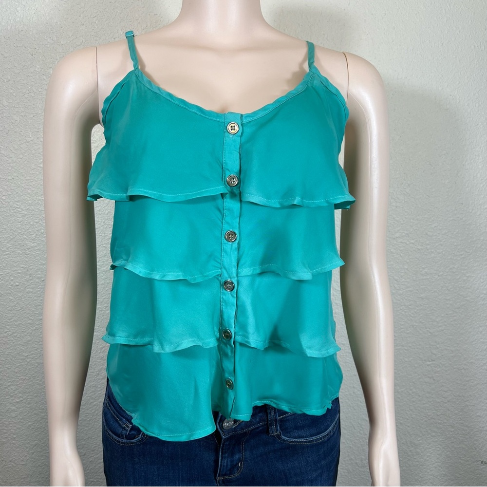 Blouse, turquoise,spaghetti straps, size M, Body central